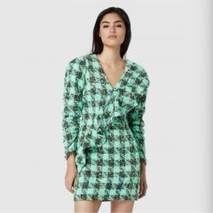 Atoir Revolve Green Plaid Tweed Mini Sheath Dress Leave Me Be, NWT